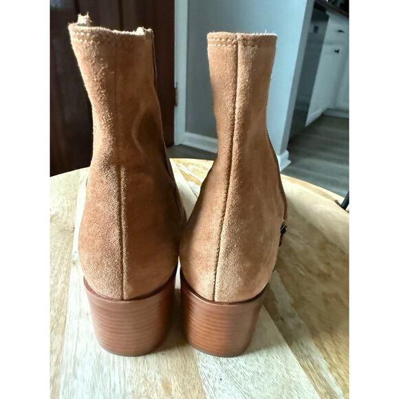 Soludos Brown Suede Leather Zip Up Heeled Boots, size 6.5 Women's - Picture 4 of 6